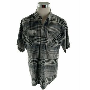 Ablanche New York Shadow Plaid Shirt Mens XL Short Sleeve Chest Pocket Button Up